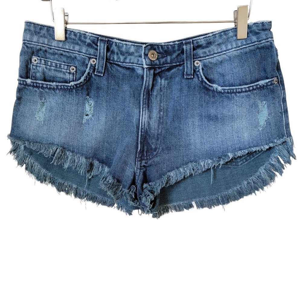 Carmar Distressed Cutoff Dolphin Denim Jean Shorts